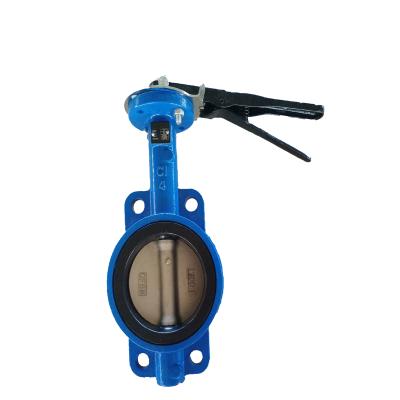 China Wafer type cast iron manual control butterfly valve dn100 for sale