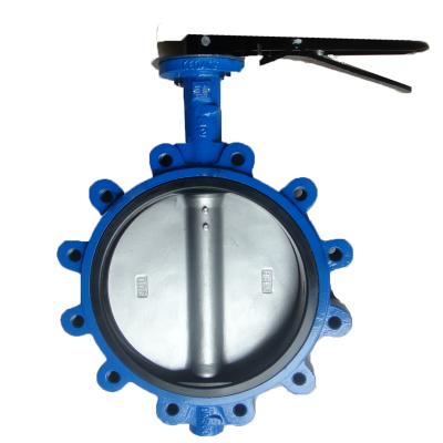 China DN80-DN300 Hand Lever Operated Cast Iron Lug Butterfly Valve For Cement CF8 DISC DN25-1200 for sale