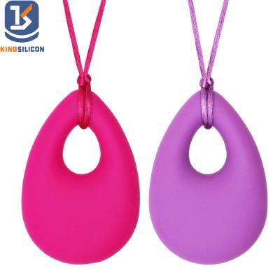 China Water Drop Baby Teether Silicone Necklace Soft Baby Teether Adjustable Pendant Necklace Shape for sale