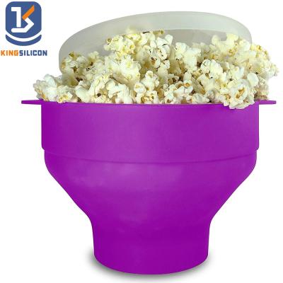 China Eco-friendly Collapsible Silicone Popcorn Popper Popcorn Maker Collapsible Bowl With Lid Popcorn Maker for sale