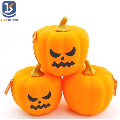 China Waterproof Silicone Halloween Pumpkin Coin Wallets Coin Animal Waterproof Purse Helmet Bag Wallet for sale