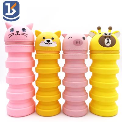 China Schools & Desks Foldable Animal Shape Pencil Case Silicone Holder Pencil Holder For School Supplies Stationery Case for sale