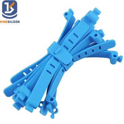 China Hit Reusable Silicone Reusable Colorful Adjustable Silicone Tie Down Cable Tie for sale