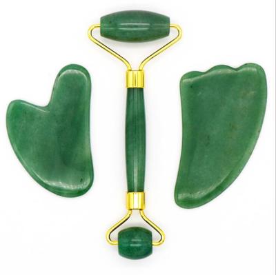 China Custom Logo Natural Green Jade Massage Board Jade Guasha Massage Tools Plate Face GuaSha for sale