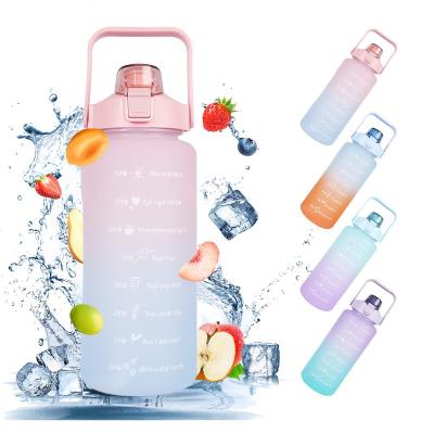 China 64oz Half Tall BPA Viable Leak Free Gallon Water Jug Motivational Water Bottle With Time Marker And Straw for sale