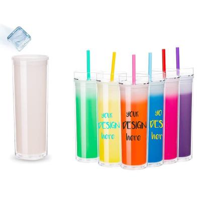 China Party Viable Birthday DIY Lean Double Wall 16oz Color Changing Tumbler Camping Bulk With Lid And Straw for sale