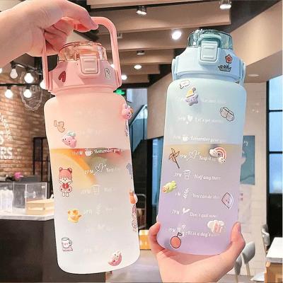 China Sustainable Products Amazon Top Selling 2022 Bpa Free Customizable 64 oz Hydrogen Motivational Water Bottle 2l Free With 3d Sticker for sale