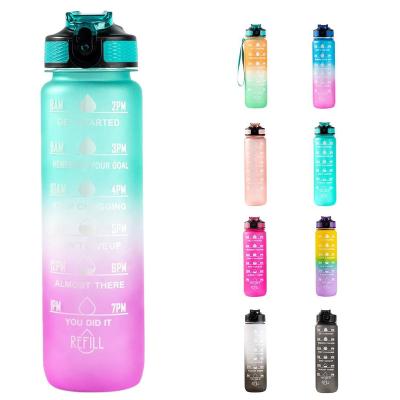 China Best Viable Products 2022 BPA Logo Sport Frosted 1L Tritan 32OZ Free Selling Custom Plastic Motivational Water Bottle With Time Marker for sale