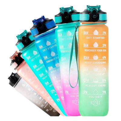 China Amazon Sustainable Top Selling Sport Gym Fitness 32 oz Bpa Free Motivational Water Bottle With Straw And Time Marker for sale