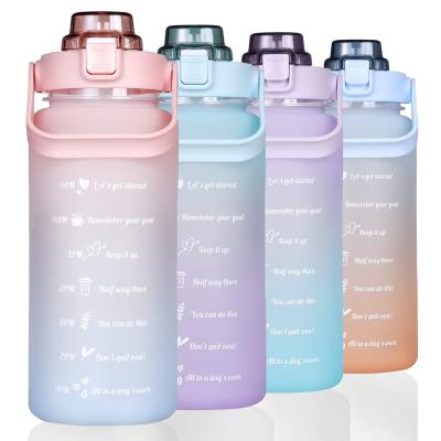 China Large Half Gallon BPA Free Motivational Water Bottle 64 oz Viable With Straw Time Marker For Sport And Fitness for sale