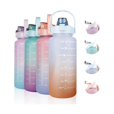 China Wholesale Viable 64oz Half Gallon Water Jug BPA Free Motivational Water Bottles With Handle And Removable Straw And Random Stickers for sale