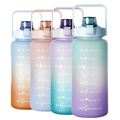 China Sustainable Customized Motivational Water Bottle 2 Liter Eco Friendly Gradient Aquaflask With Time Marker for sale