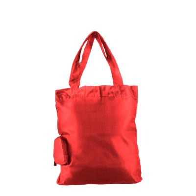 China Wholosale Promotional Fashion Foldable Shopping Bag in Pocket with Carabiner for sale