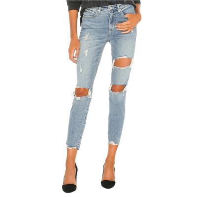 China Others Custom Made Womens Mid Waist Skinny Ripped Casual Jeans Pants for sale