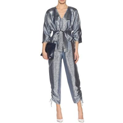 China 2020 New Arrival Summer Fashion Women V-neck Metallic Anti-pilling Jumpsuit for sale