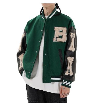 China Breathable Hairy Furry Skeleton Bomber Jacket Hip Hop Streetwear Mens Patchwork Color Block Baseball Jackets Men Couple Harajuku Bomber Coats for sale