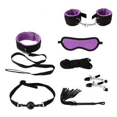 China Sexy SM Play Bondage Kit 8 Pcs Set For Couples Restraint Bdsm Soft Material Set Toys Bondage Bed Restraint Kit for sale