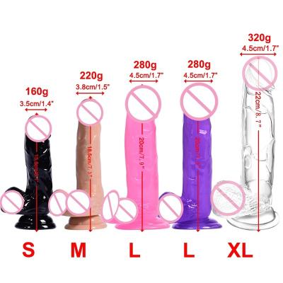 China Wholesale Waterproof Adult Toys S M L Crystal Clear Sex Dildos 100% XL Big Dildo Masturbation For Women Huge Realistic Masturbator for sale