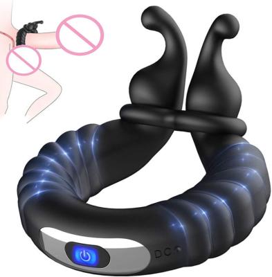 China 10 Modes Vibration New Arrival Cock Rings For 10 Frequency Adjustable Electric Masturbator Ring Lock Men's Massage Penis Ring for sale