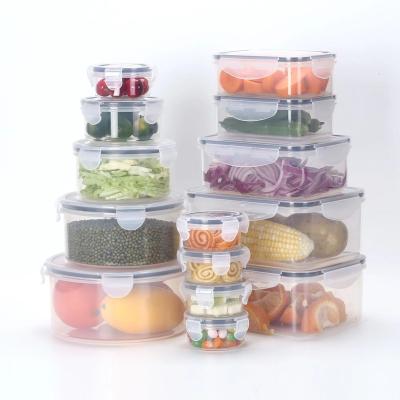 China Stocked 14-piece Multifunction Food Container Fruit Crisper Refrigerator Fresh-keeping Storage Box Sealed plastic food storage container for sale