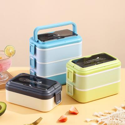 China Freshness Preservation Stainless Steel Plastic Container Bento Lunch Box With School Office Multilayer Bento Food Container Rectangular Kids Lunch Box for sale