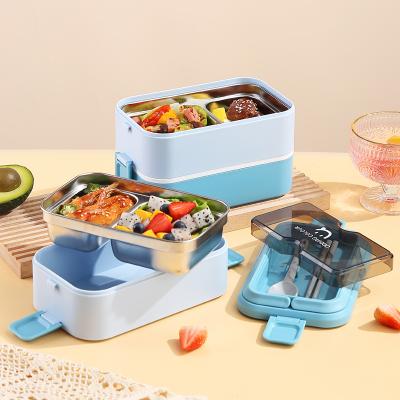 China Freshness Preservation 304 food grade leakproof Kids school 2 compartment insulated stainless steel bento tiffin lunch box for sale