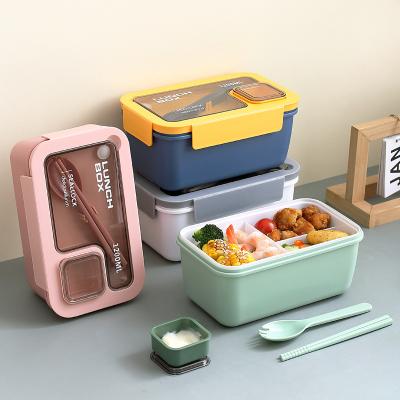 China Freshness Preservation Factory price StainleSteel Bento Box Stackable Set Plastic Insulated Boxes Thermal Compartment Lunch Box Bring a fork and spoon for sale