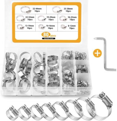 China Stainless Steel 304 Stainless Steel Worm Gear Line Clamps With Wrench Fuel Line Flange For Piping for sale