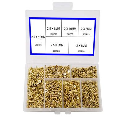 China Flat Screw Self Tapping Tiny Cabinet Electronic Accessories Screw DIY Mini Screw Set Gold for sale