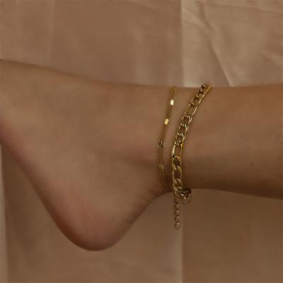 China CLASSIC Tasty Chain Anklet Foot Jewelry Gold Plated Stainless Steel Figaro Chain Anklet For Girl Women for sale