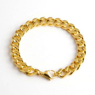 China Luxury Stainless Steel Chain Personality Fashion Charm Cuff Bracelet Women Gold Plated Cuban Classic Hip-hop Punks for sale