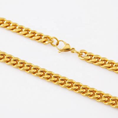 China Hip Hop Hip Hop Gold Plated Stainless Steel Cuban Link Chunky Miami Chain Necklace Jewelry Thick Chain for sale