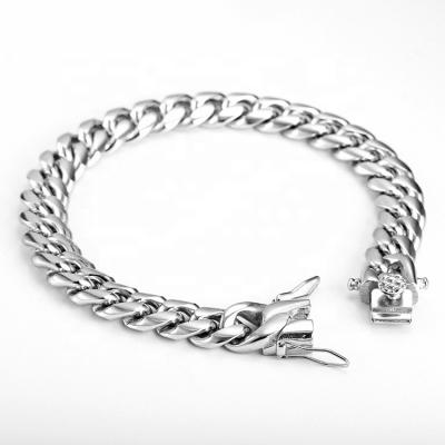 China Silver Stainless Steel Bracelet Men Hip Hop Chunky Miami Cuban Link Chain Classic Hiphop Jewelry for sale