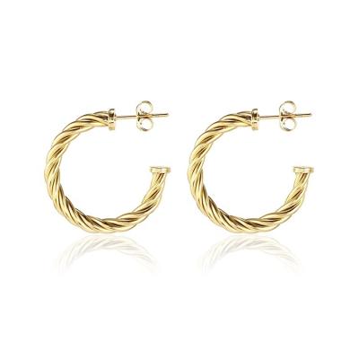 China Fashion CLASSIC Earrings Trend Stainless Steel Strand Stud Earring Gold Plated Open Twist Rope Circle Earrings for sale