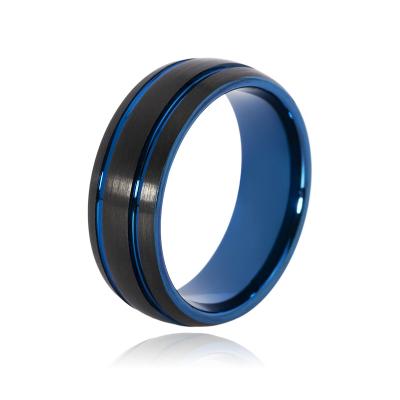 China FASHIONABLE 8mm Black Tungsten Ring For Men Women Wedding Band Polished Shiny Comfort Fit for sale