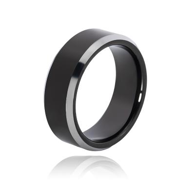 China FASHIONABLE Men's 8mm Ring Shiny Edge Comfort Fit Black Tungsten Carbide for sale