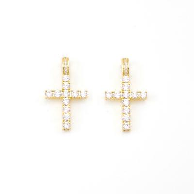 China Factory Wholesale Hiphop Gold Plated CZ Christian Jesus Cross Charm Iced Out Diamond Cross Pendant for sale