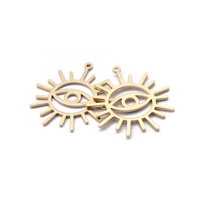 China TRENDY Raw Brass Hollow Sun Charms Eye Charms Pendant For DIY Earrings Necklace Jewelry Findings Making for sale