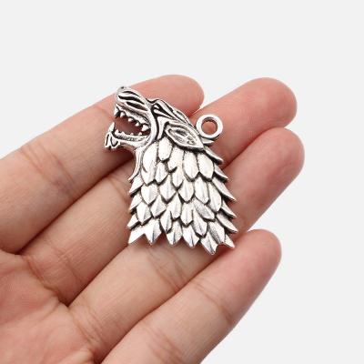 China FASHIONABLE Tibetan Silver Gothic Sigil Wolf Head Charms Pendant Necklace Jewelry For Making Findings for sale