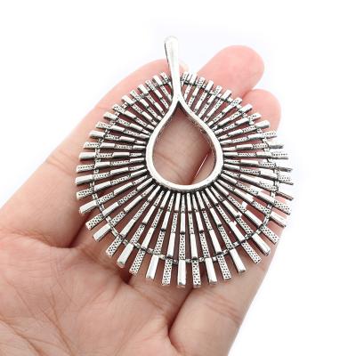 China Wholesale Antique TRENDY Brown / Silver Large Hollow Shape Water Color Charms Pendant For DIY Necklace Making Findings 55.5x67mm for sale