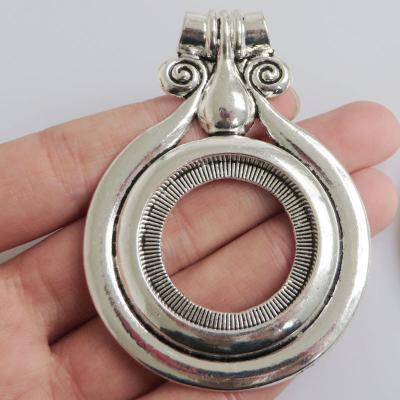 China Wholesale Tibetan Silver Zinc Alloy Tone Large Hollow Pendant Settings for 30mm Round Glass Stone Picture for sale