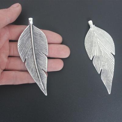 China TRENDY Antique Silver Color Big Leaf Charms Pendant For DIY Necklace Jewelry Fingdings Making for sale