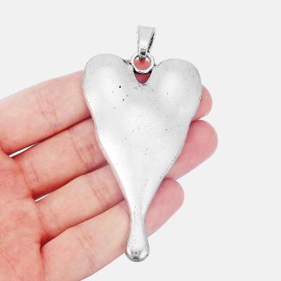 China TRENDY Silver Color Charms Big Heart Pendant For Necklace Jewelry Making Findings Material 80x45mm for sale