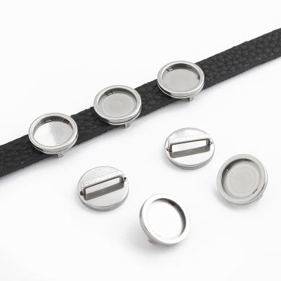 China Stainless Steel Cabochon Bracelet Base Setting 12mm Bezel Blank Trays For 10*2mm Rope DIY Leather Bracelets Jewelry Making for sale