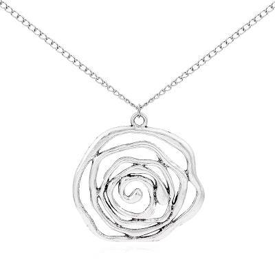 China TRENDY Necklace For Women Men Open Hollow Spiral Swirl Big Neckalce Pendants Charm With Long Metal Chain Jewelry for sale