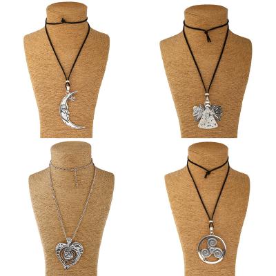 China TRENDY silver jewelry for men women statement abstract metal heart pendant and long lagenlook 95cm the big restriction chain necklace for sale