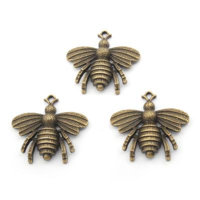 China FASHIONABLE Wholesale Color Antique Bronze/Silver Bee Charm Pendants Crafts For Making Handmade Necklace Jewelry Findings 39*36mm for sale