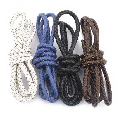 China Bracelet Necklace Sandal Making 1 Meter 5mm Series Braided Genuine Leather Rope Black White Blue Leather Cords String Rope Bracelet Findings Diy Jewelry Making for sale