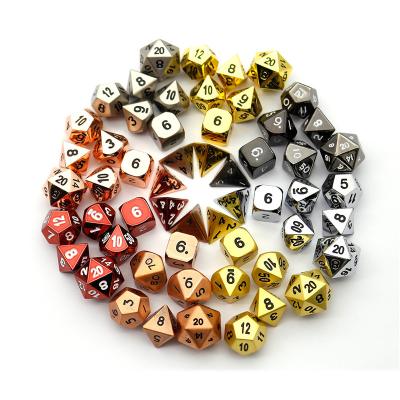 China DND Games Die Cuts Game Rose Gold Silver Antique Copper RPG Dies Set Polyhedral Metal Sharp DND Die Cuts Game Custom for sale