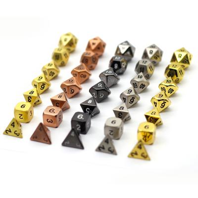 China DND Games Bulk Wholesale Custom Polyhedral Metal Dies Set Gift Box Brass Gold Silver Metal Custom Dies With Numbers for sale